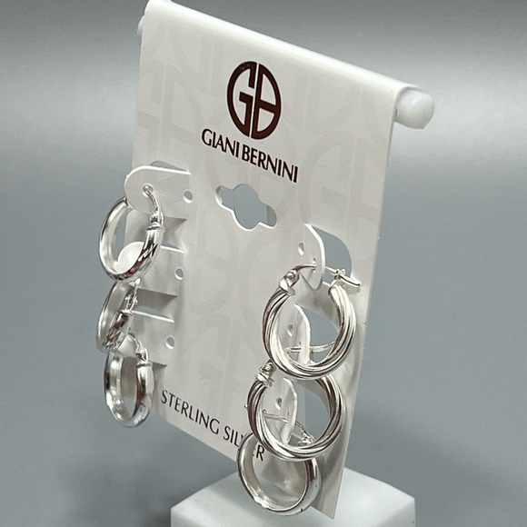 Giani Bernini Sterling Silver 3 Hoop Earrings Set - Picture 4 of 6